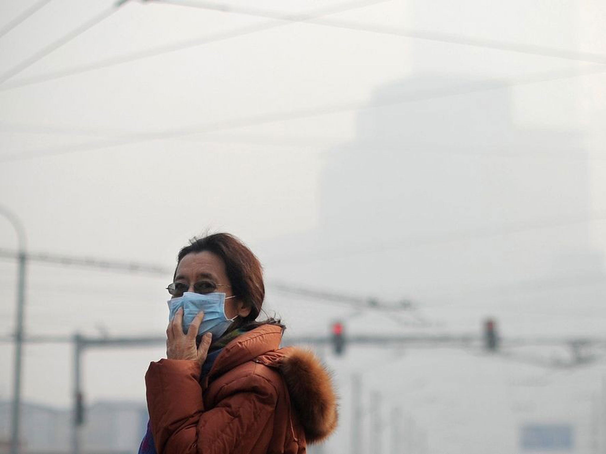 China's capital was shrouded in thick smog on 16 January, cutting visibility down to a few hundred yards as a count of small particulate pollution reached more than 20 times WHO-recommended levels