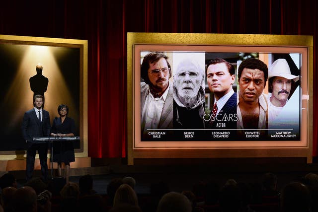 Australian actor Chris Hemsworth and Academy President Cheryl Boone Isaacs announce the nominations for the 86th Academy Awards in Los Angeles 