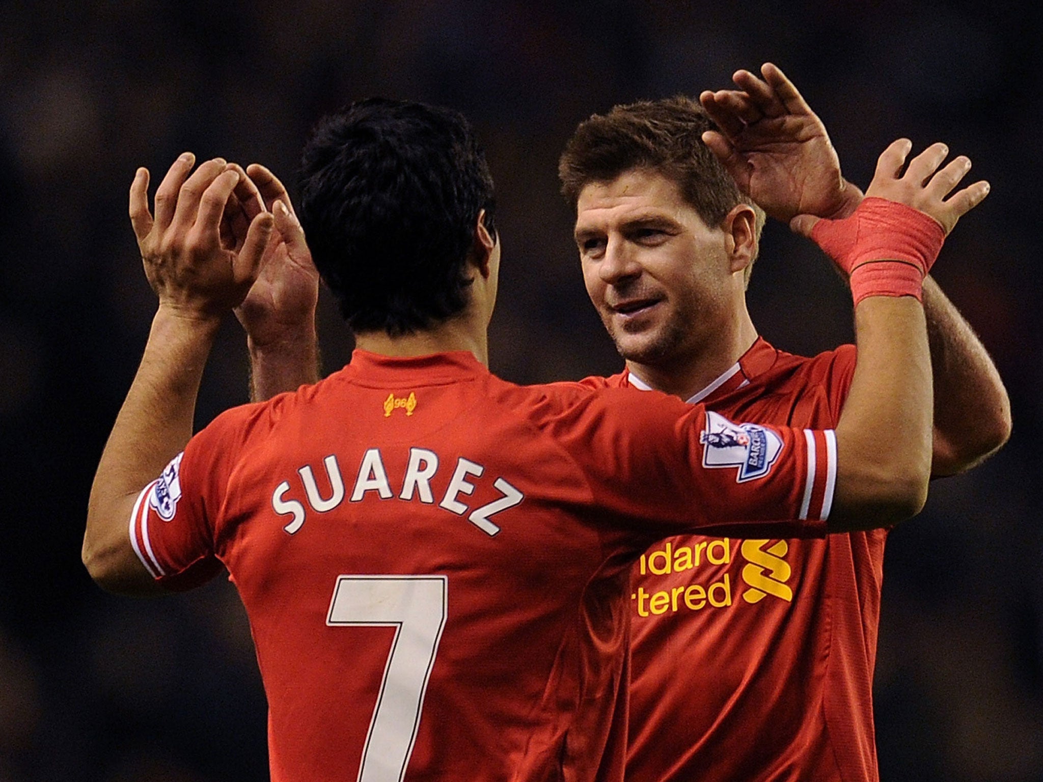 Steven Gerrard (right) and Luis Suarez are expected to start for Liverpool in Tuesday's Merseyside derby