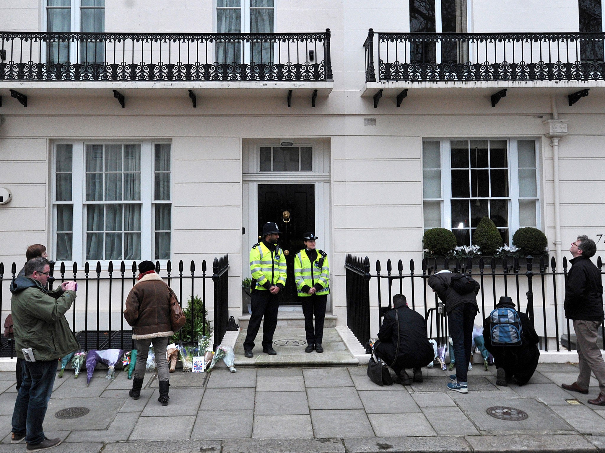Mourners visit the home of Margaret Thatcher in April 2013; her Belgravia house will go on sale after major refurbishment