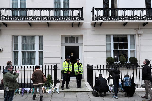 Mourners visit the home of Margaret Thatcher in April 2013; her Belgravia house will go on sale after major refurbishment