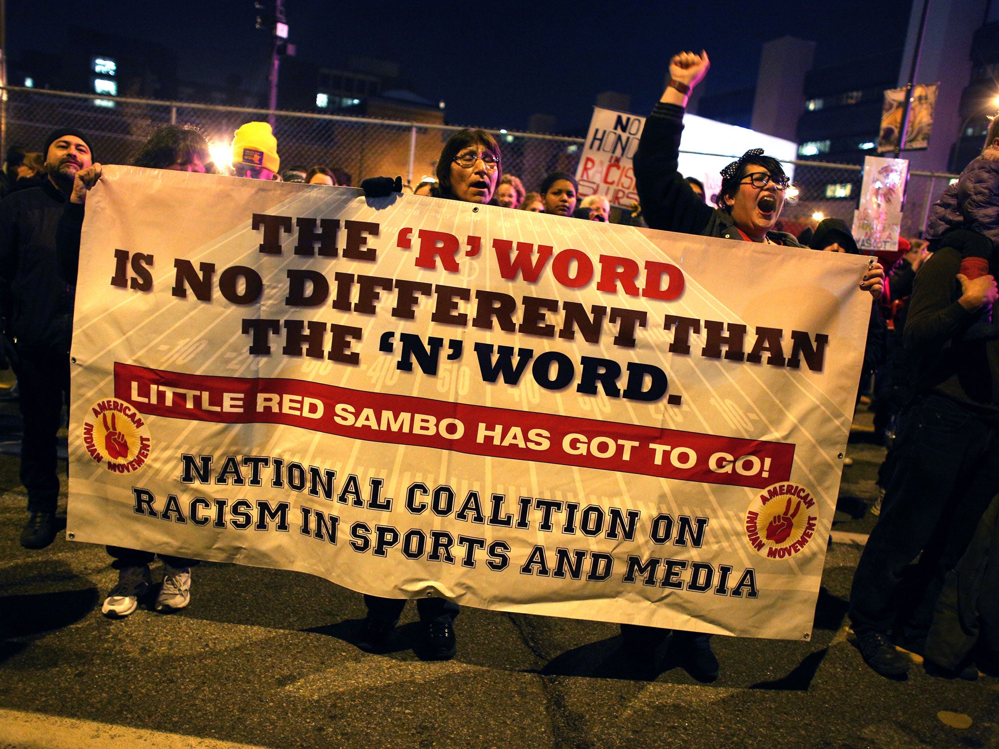 Washington fans protest at the connotations of their 'Redskins' name