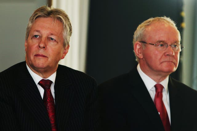 Northern Ireland First Minister Peter Robinson, left, and deputy First Minister Martin McGuinness; McGuinness accused unionist parties of 'dancing to the tune of extremists'