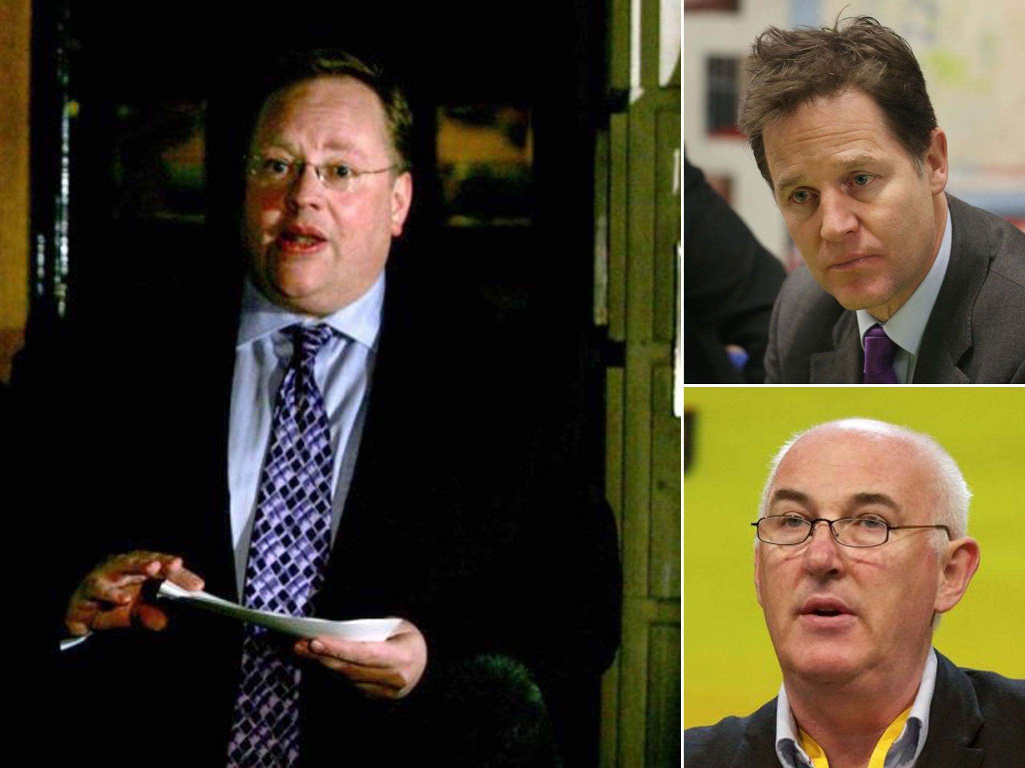 Key Players: Lord Rennard (left), Nick Clegg (top right) and investigating QC Alistair Webster (bottom right)
