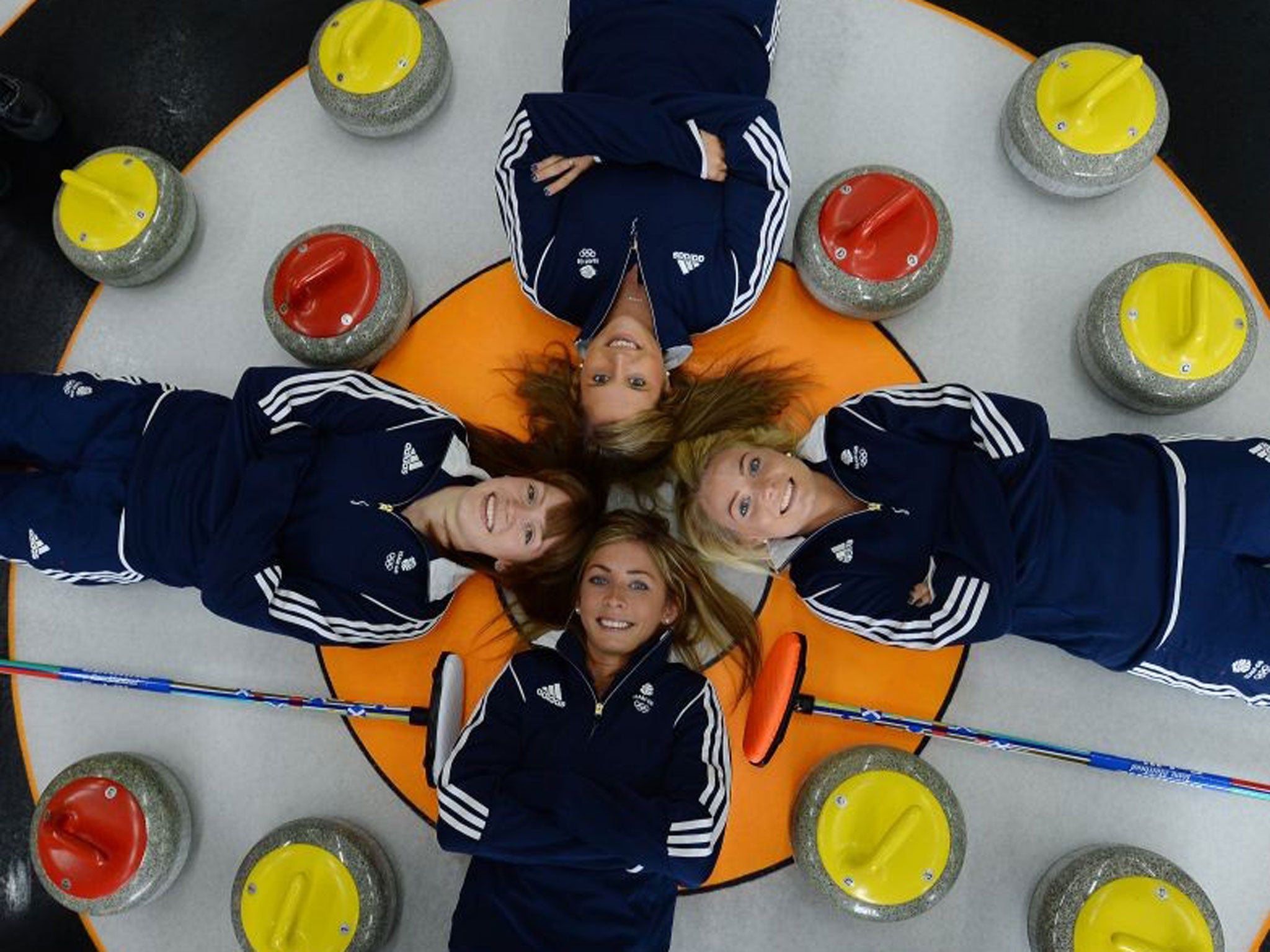 Flat out: (clockwise from bottom) Eve Muirhead, Claire Hamilton, Vicki Adams and Anna Sloan are medal favourites