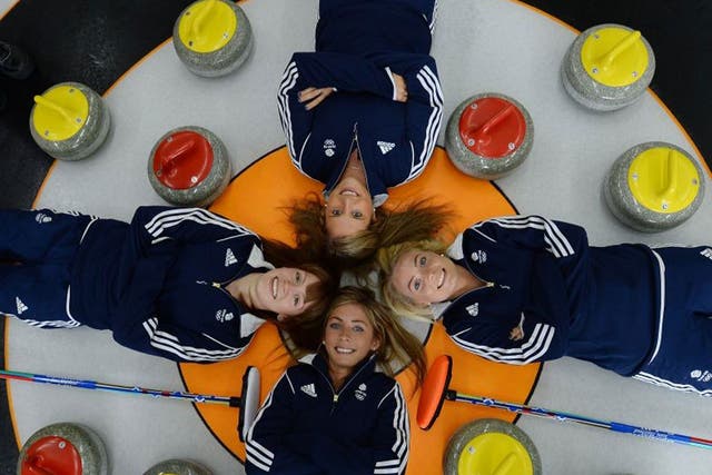 Flat out: (clockwise from bottom) Eve Muirhead, Claire Hamilton, Vicki Adams and Anna Sloan are medal favourites