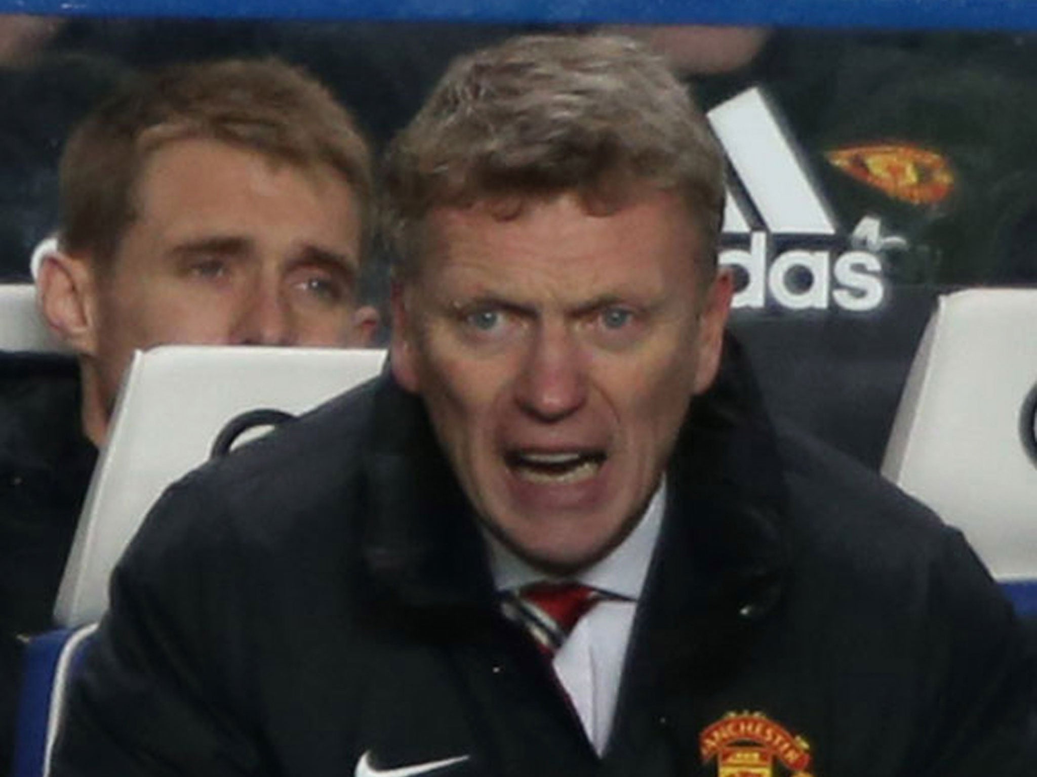 Manchester United manager David Moyes looks on in despair as his side crash to a 3-0 defeat at Chelsea