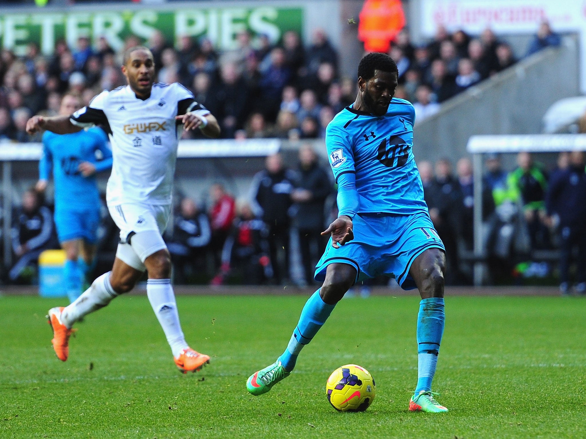 Emmanuel Adebayor has been praised by Tottenham manager Tim Sherwood for his resurgence in form