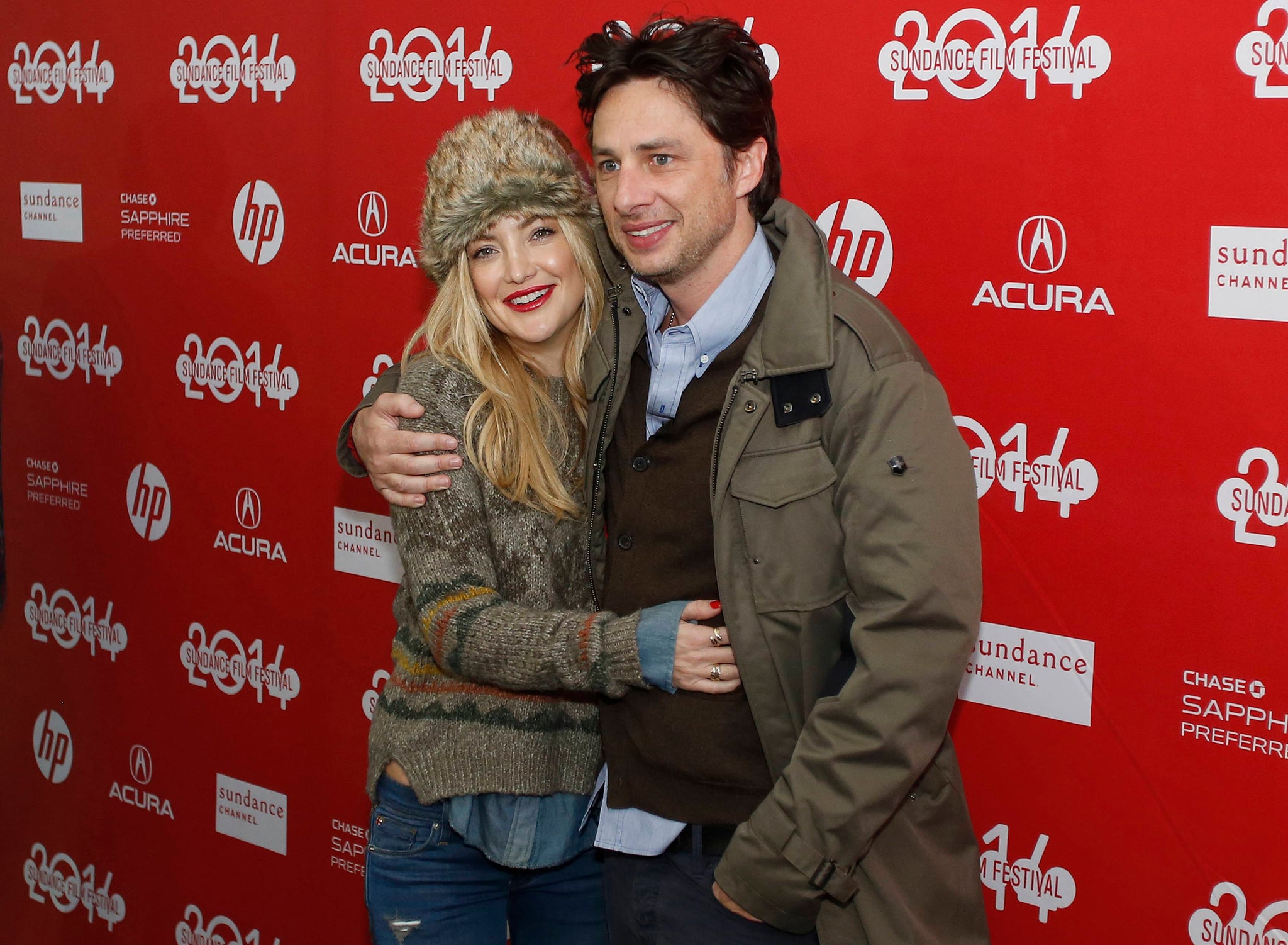 Zach Braff and Kate Hudson at the premiere of Braff's new film 'Wish I Was Here'