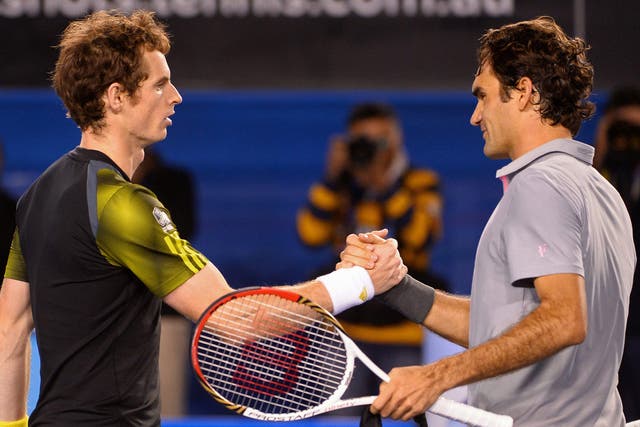 Andy Murray and Roger Federer pictured after their 2013 Australian Open semi-final