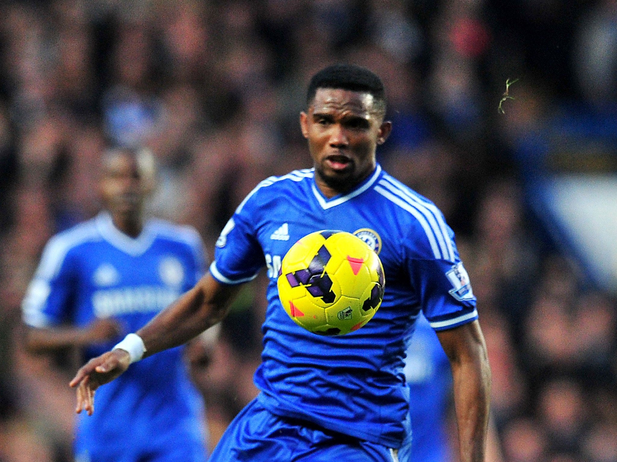 Samuel Eto'o scored a hat-trick to beat Manchester United