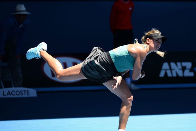 Eugenie Bouchard in action during her Australian Open quarter-final victory over Ana Ivanovic