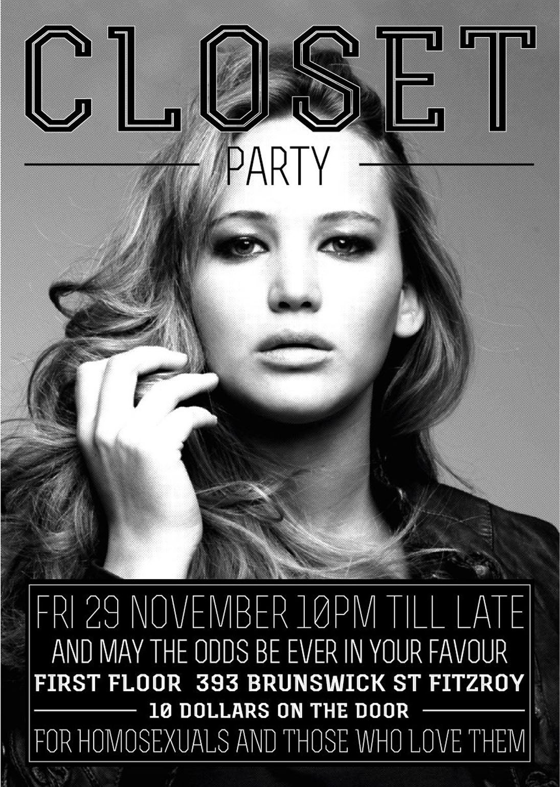 Closet Party also used Jennifer Lawrence's image to advertise one of their club nights back in November