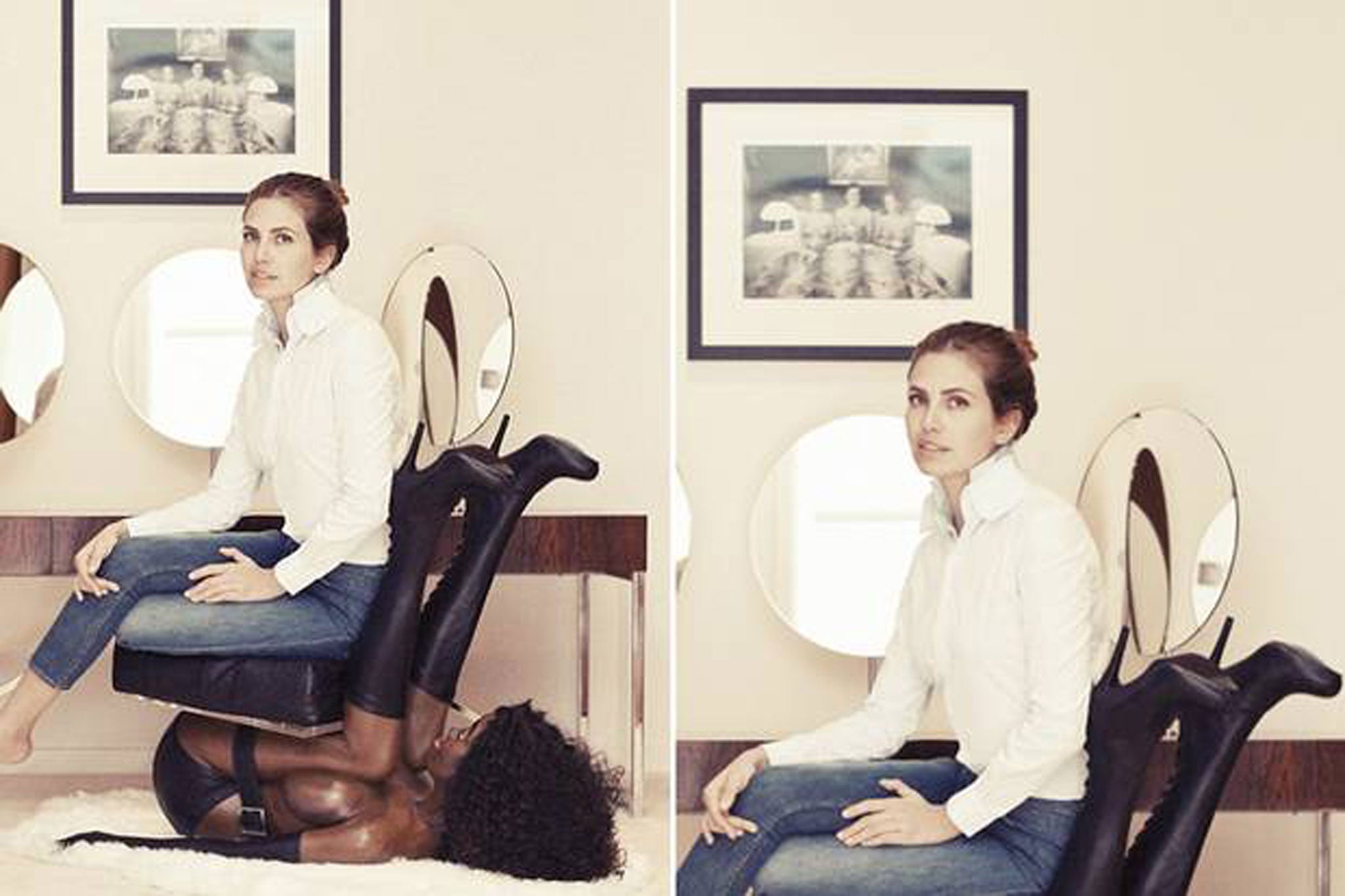 Dasha Zhukova was pictured sat on a black female mannequin during a photoshoot for Buro 24/7. The image was later cropped