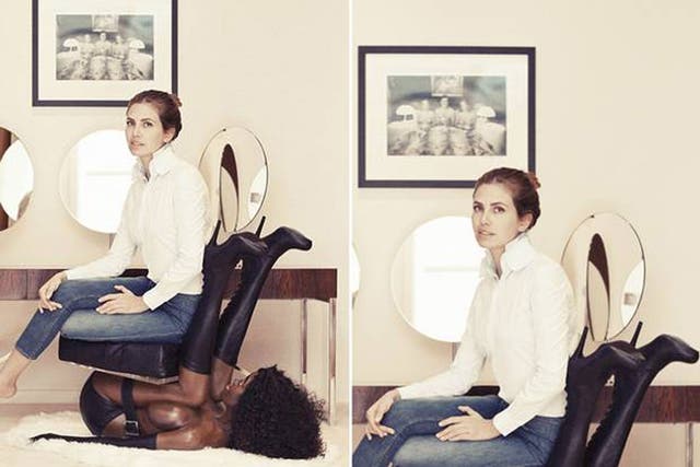 Dasha Zhukova was pictured sat on a half naked black female mannequin for a photoshoot with Buro 24/7