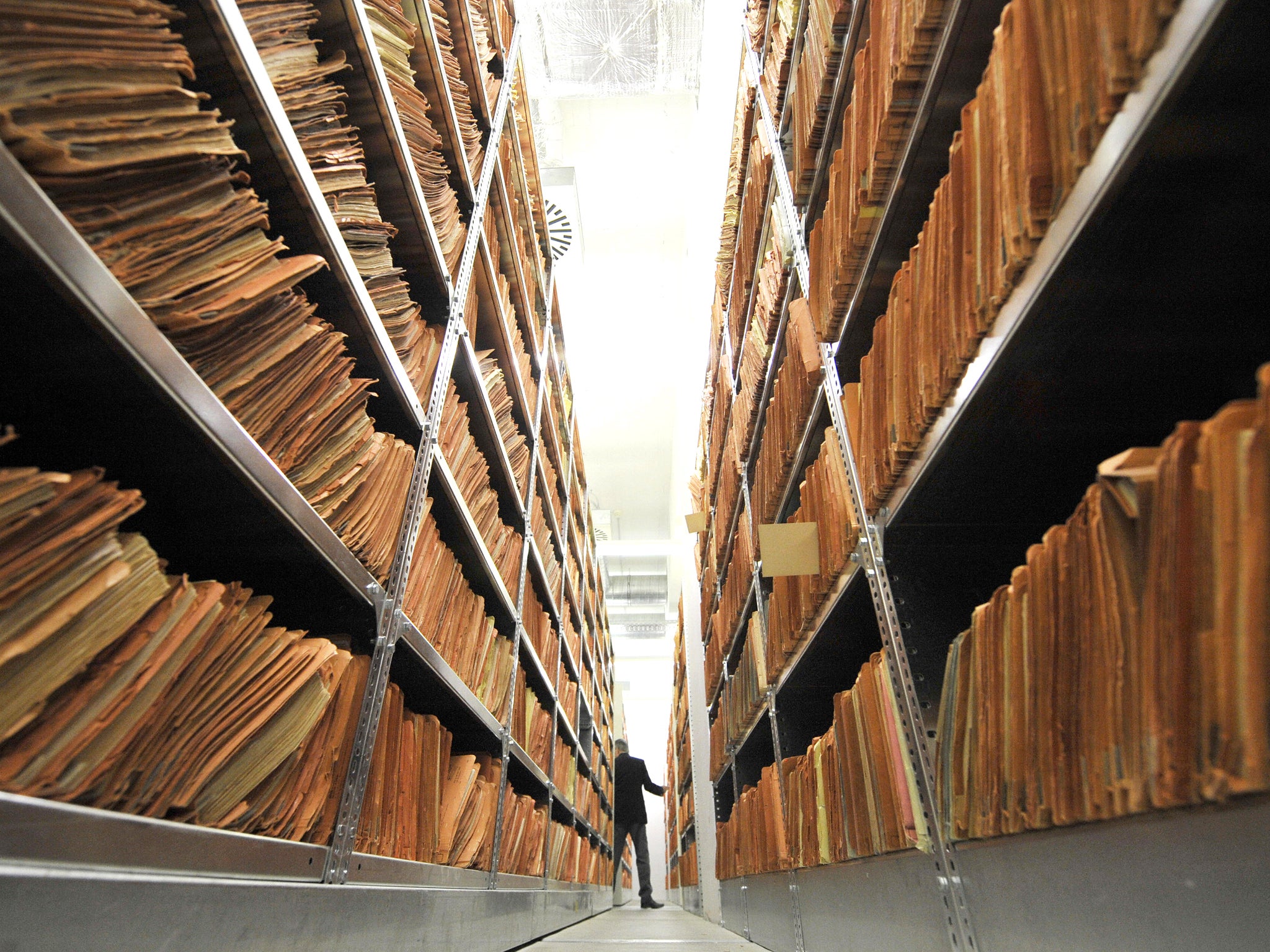 Hundreds of files in the archives of the former East German secret police, known as the Stasi, in Berlin