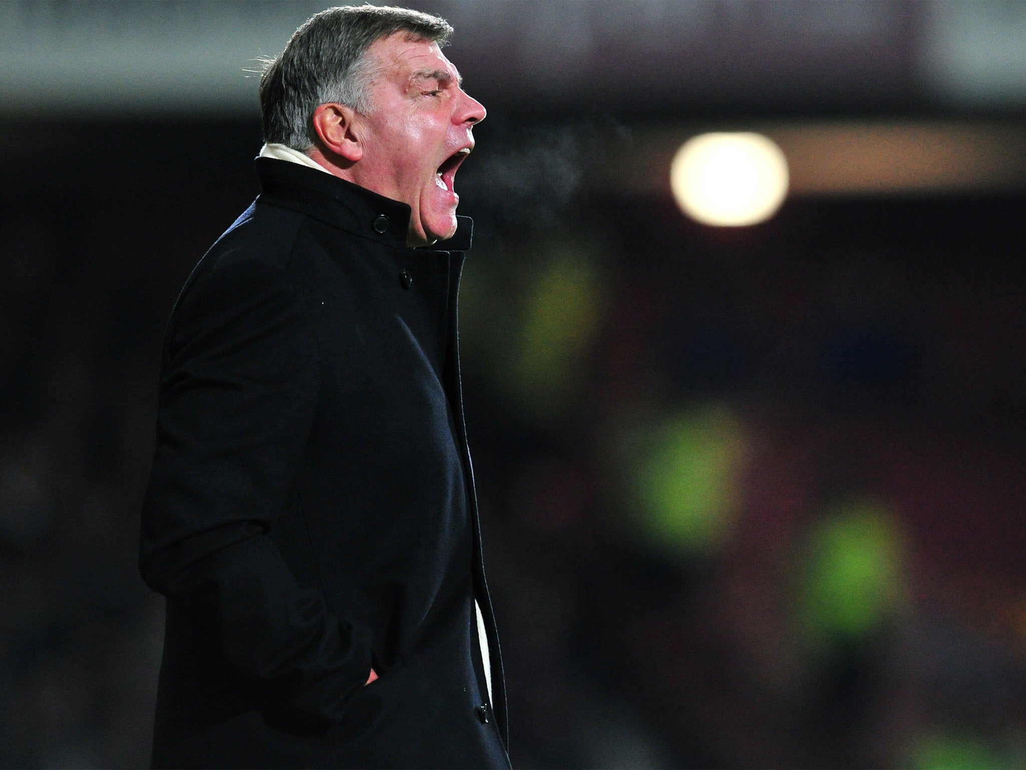 West Ham manager Sam Allardyce didn't stop shouting instructions despite the impossible task his men were facing