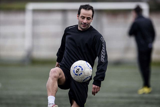 Ludovic Giuly trains in Chasselay ahead of Monts d’Or Azergues Foot’s French Cup last-32 tie against Monaco