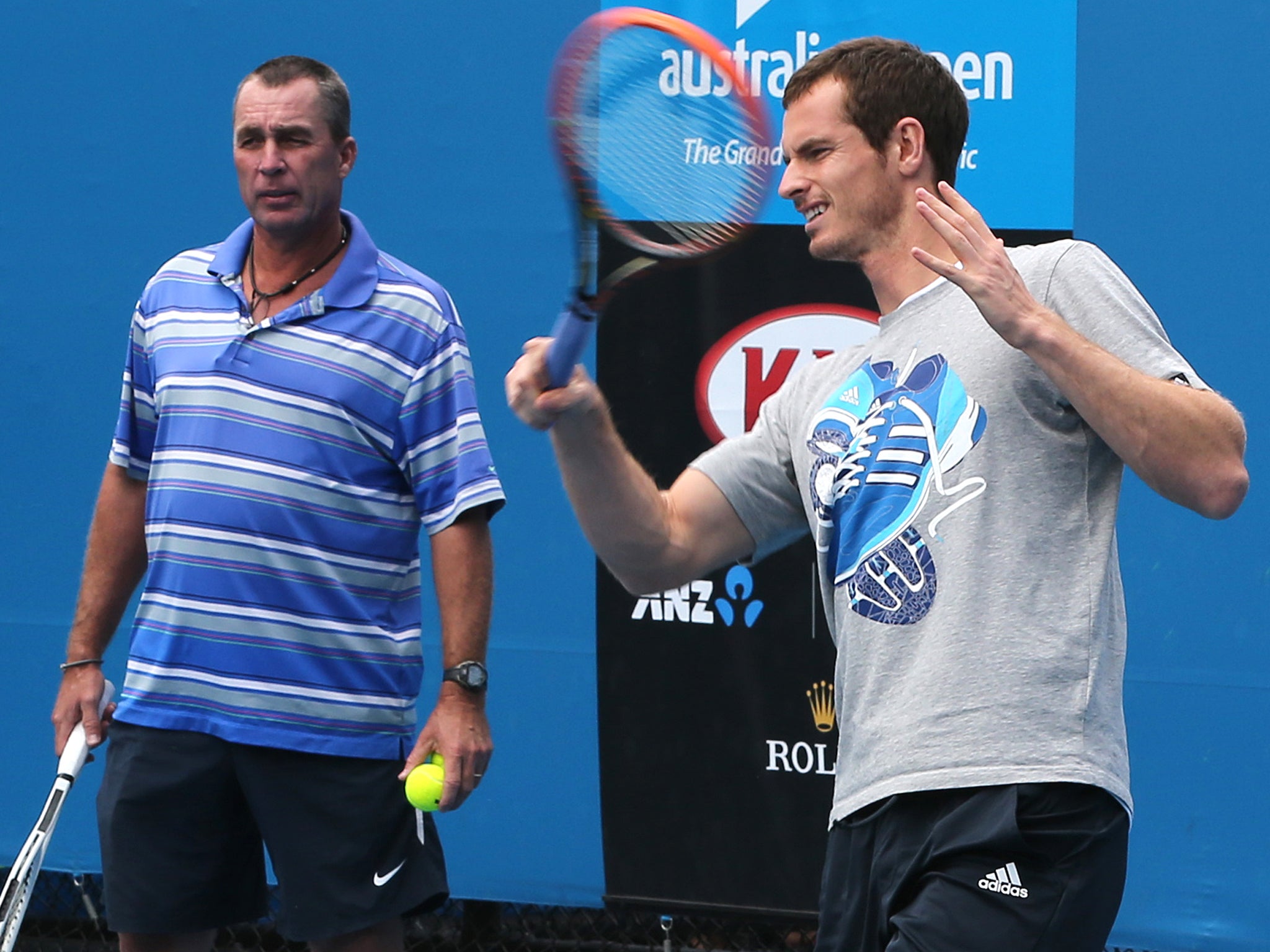 Andy Murray (pictured practicing with coach Ivan Lendl, left) could be involved in three Davis Cup matches next week