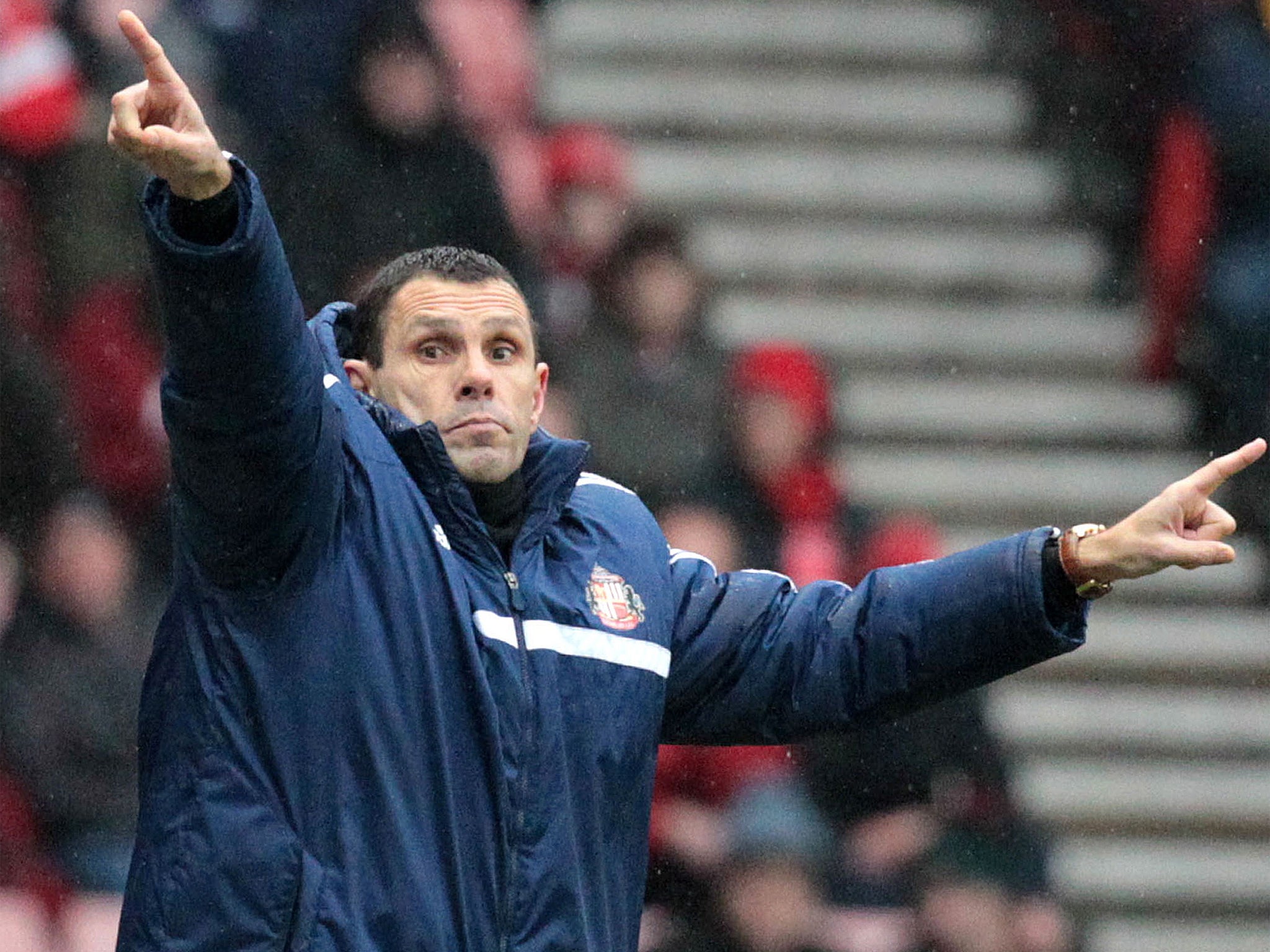 Gus Poyet gestures during the 2-2 draw with Southampton