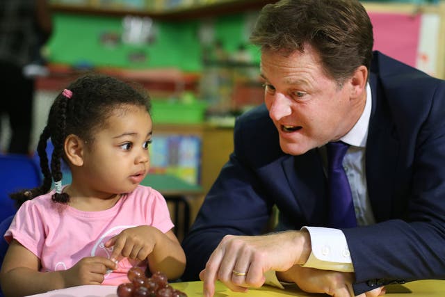Deputy Prime Minister Nick Clegg visiting a nursery in London last year