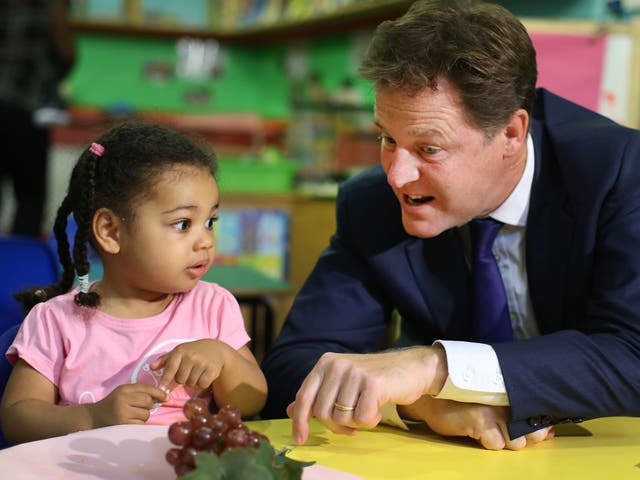 Deputy Prime Minister Nick Clegg visiting a nursery in London last year