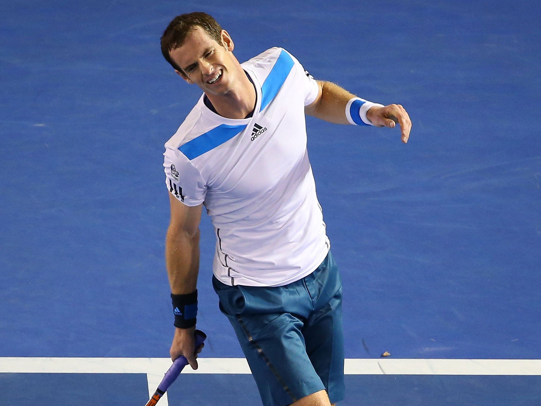 Andy Murray pictured during his defeat to Roger Federer