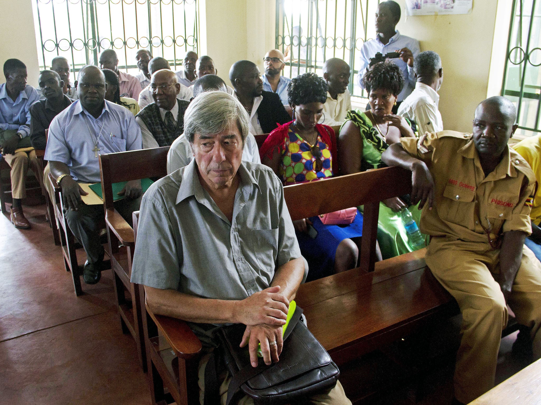 Bernard Randall appears in the Entebbe Chief Magistrates Court on 18 November, on charges of 'trafficking obscene publications'. He was cleared of the charges on Wednesday, and it is thought he will be deported to Britain on Thursday.