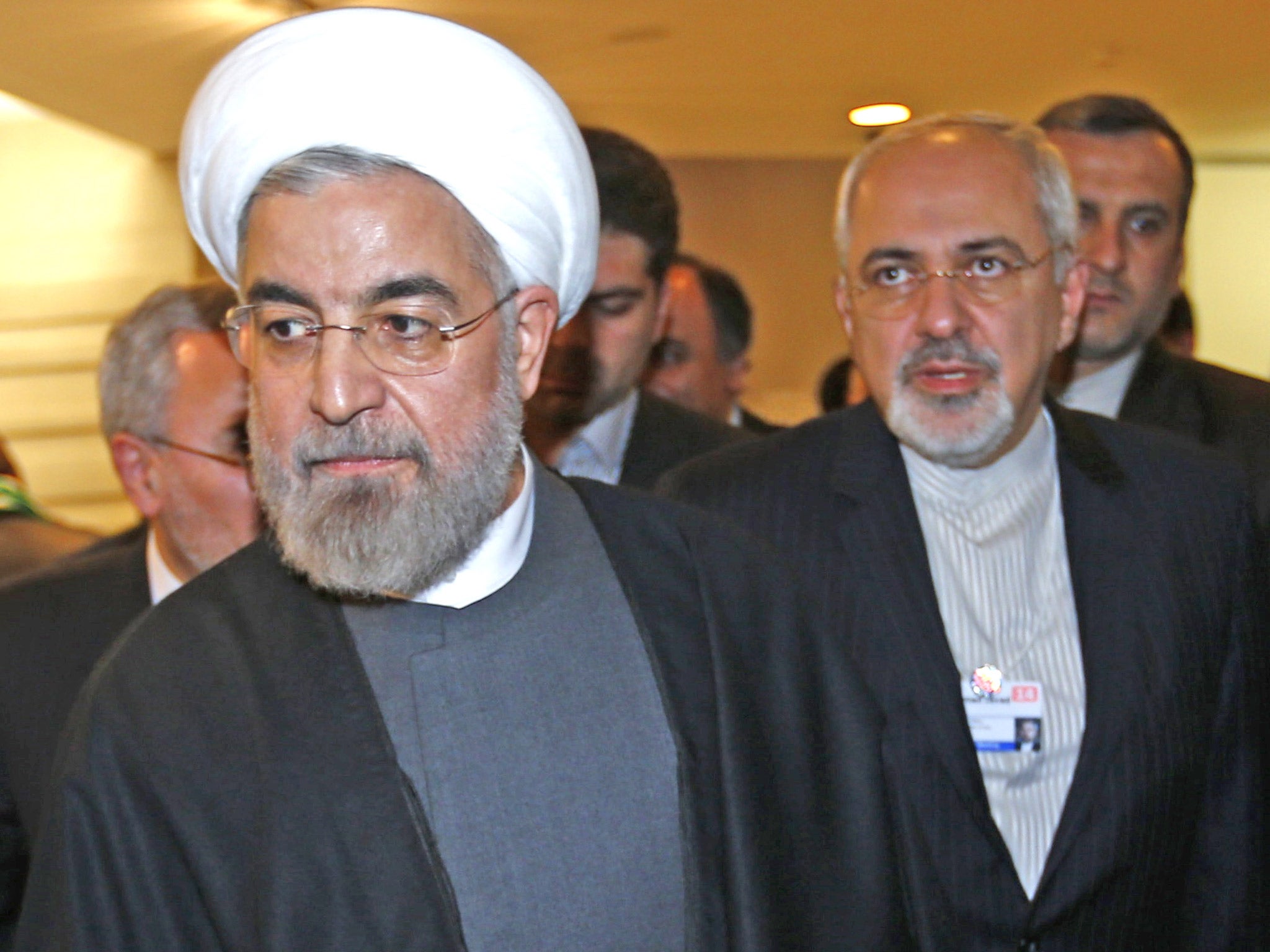 Rouhani and Foreign Minister Zarif at the World Economic Forum in Davos