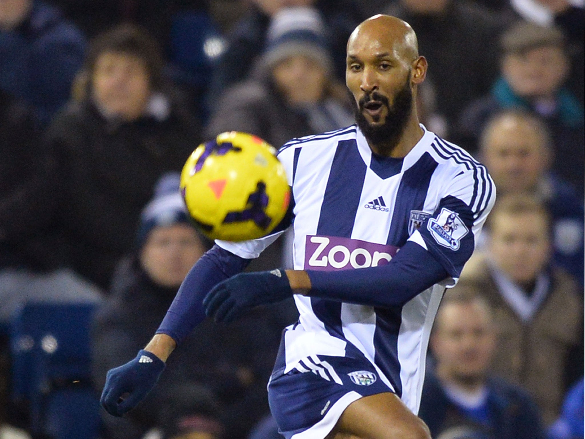 Nicolas Anelka in action for West Brom during the 1-1 draw with Everton