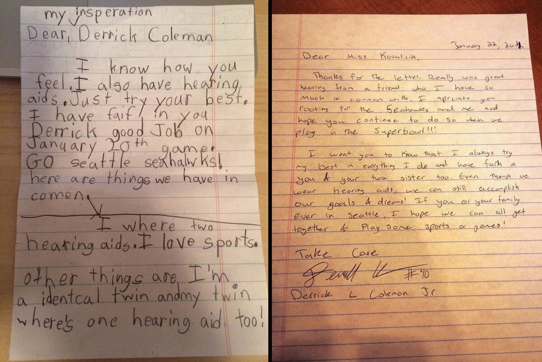 The girl's dad tweeted the letter to Coleman