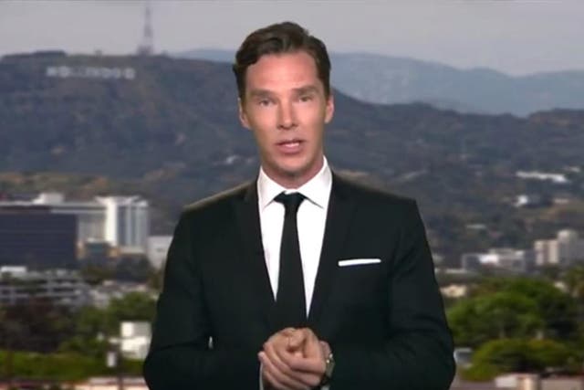 Benedict Cumberbatch received his award from a live video stream in LA
