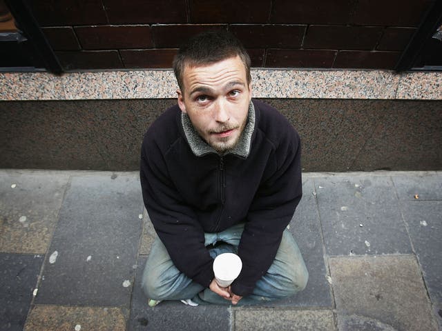 A homeless man begs for small change on the streets. Over half a billion bounds has been spent by local authorities in London on emergency housing since 2010. 