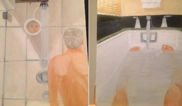 Two self-portraits of the former president in the shower and the bath were stolen from accounts belonging to George Bush's sister.