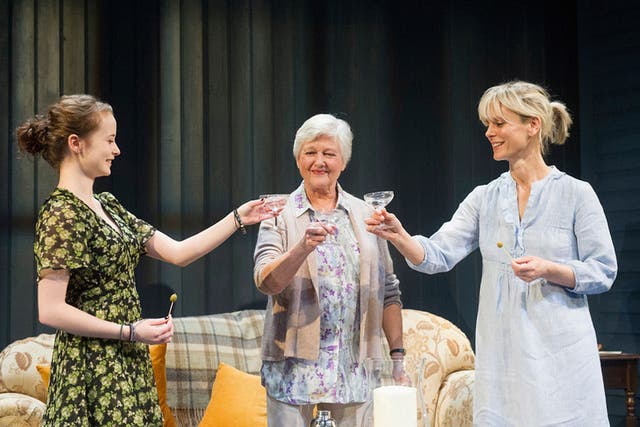 Shannon Tarbet, Polly Adams and Emilia Fox in 'Rapture, Blister, Burn'