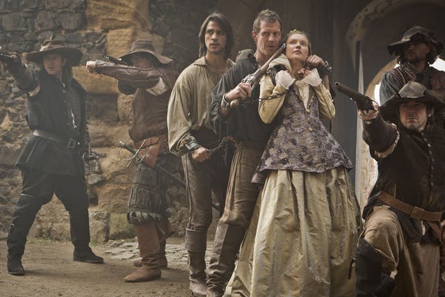 Chain reaction: Luke Pasqualino, Jason Flemying and Alexandra Dowling in ‘The Musketeers’
