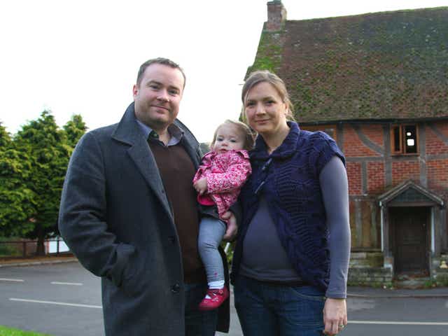 Window of opportunity: the Forgan family outside Abbey Lane in Warwickshire in 'Restoration Home: One Year On'