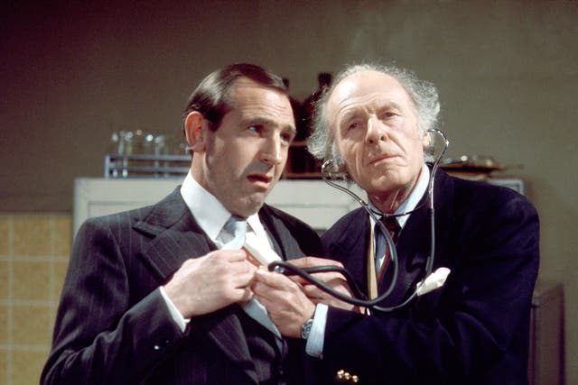 'Take two aspirin': Horsley, right, with Leonard Rossiter as Reginald Perrin 