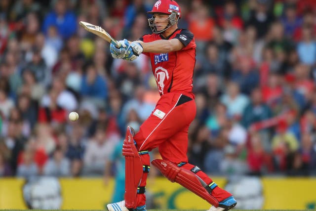 Jos Buttler of the Renegades bats during the Big Bash League match between the Melbourne Renegades and Brisbane Heat on 30 December 2013