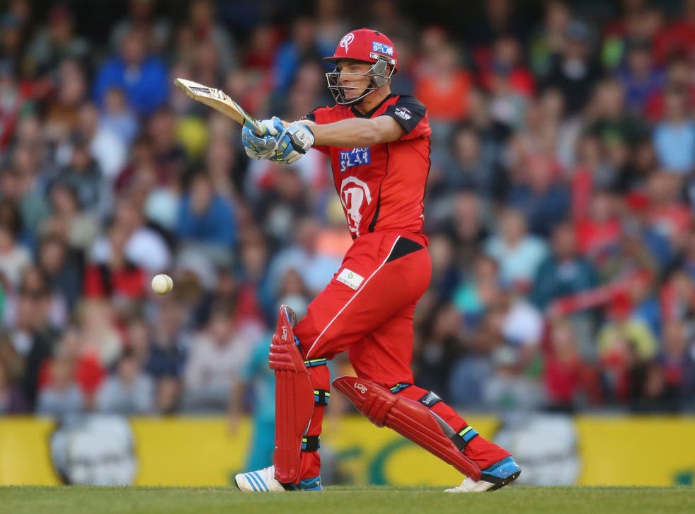 Jos Buttler of the Renegades bats during the Big Bash League match between the Melbourne Renegades and Brisbane Heat on 30 December 2013