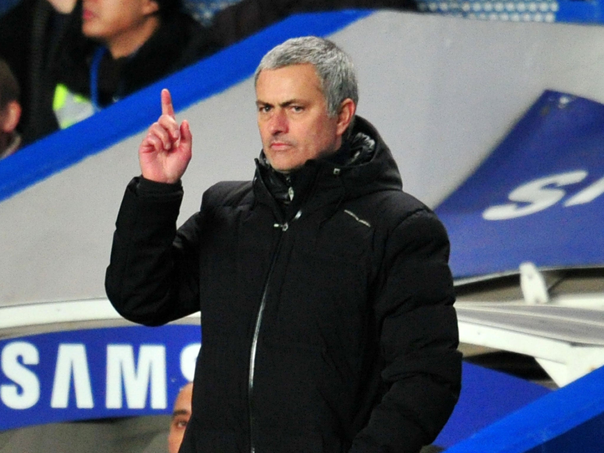 Chelsea manager Jose Mourinho gestures from the touchline