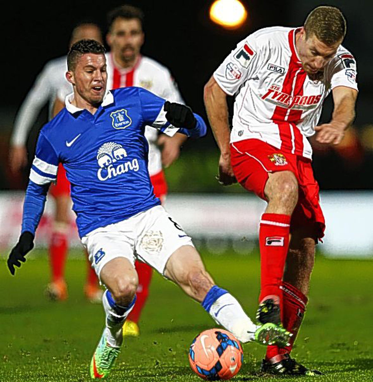 Bryan Oviedo suffered a suspected broken ankle in a challenge with Simon Heslop
