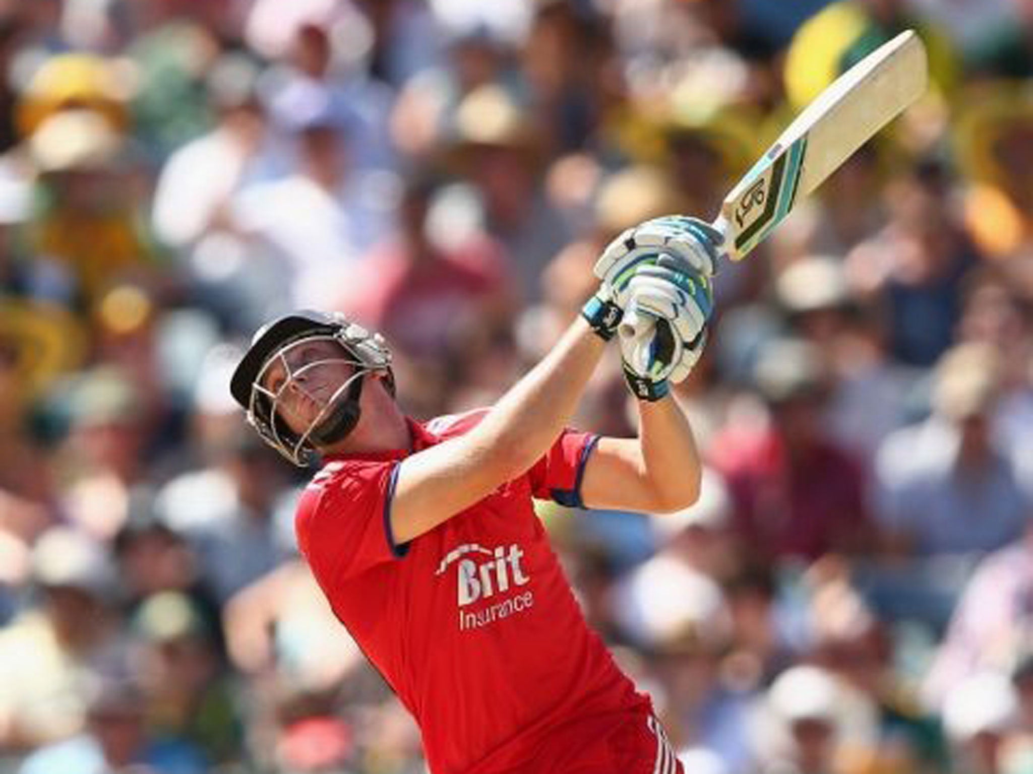 Slogging on the spot: Joss Buttler hits out during his innings in Perth