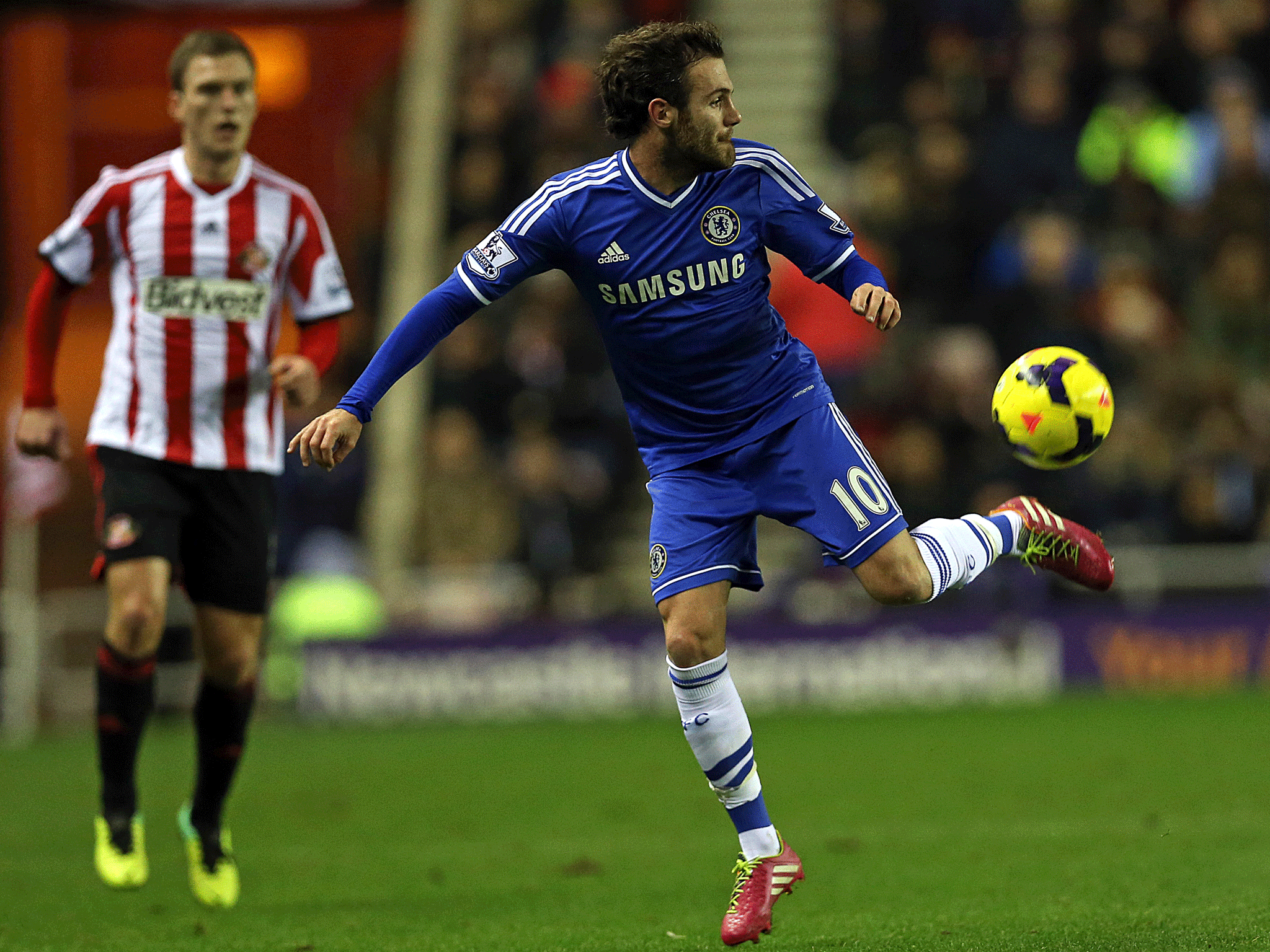Juan Mata in action for Chelsea in happier times
