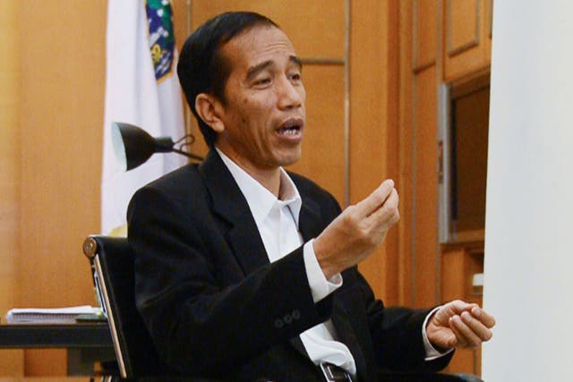 Governor Joko Widodo being interviewed in City Hall earlier this year