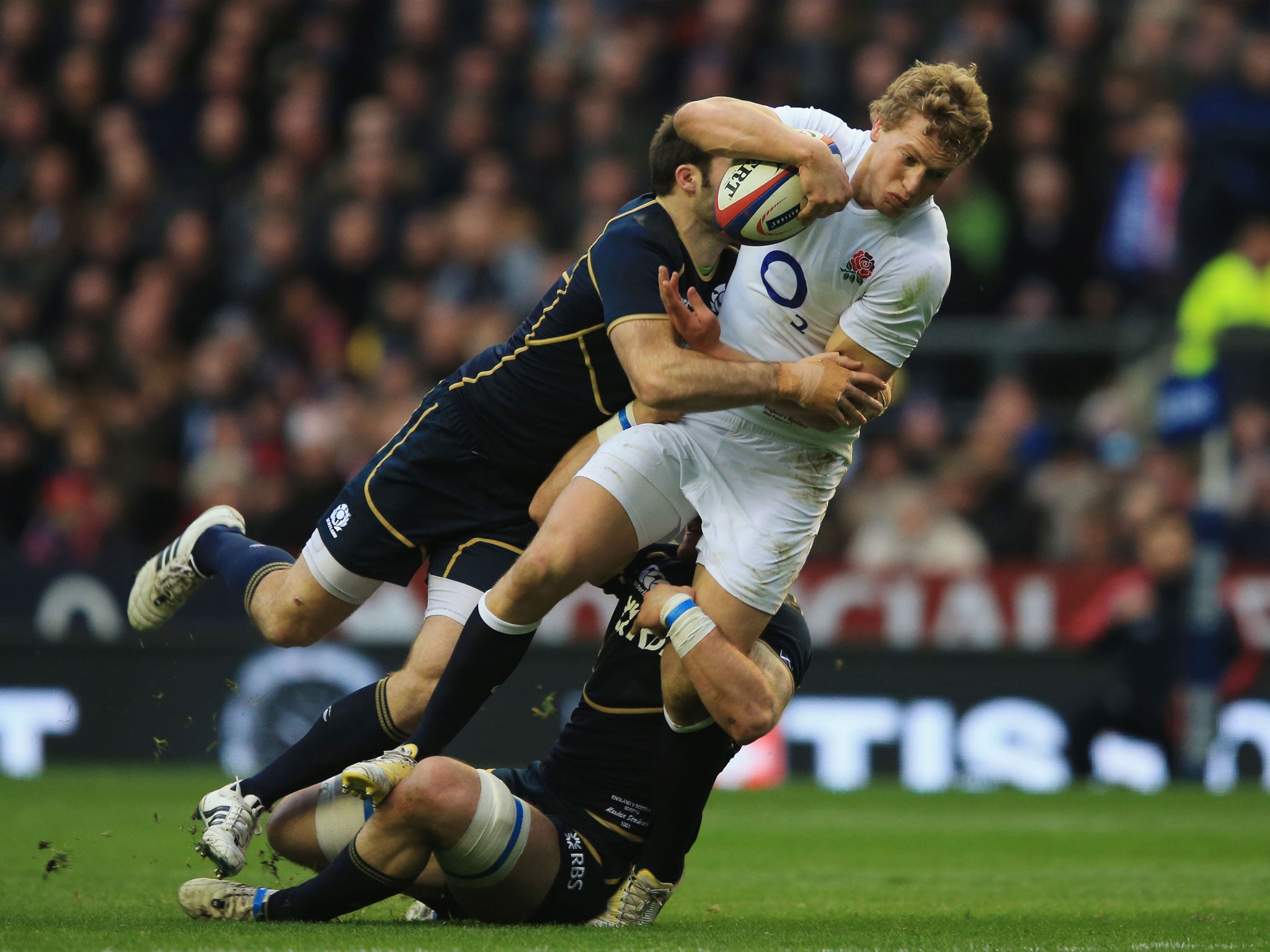 Billy Twelvetrees in action against Scotland during last year's Six Nations tournament