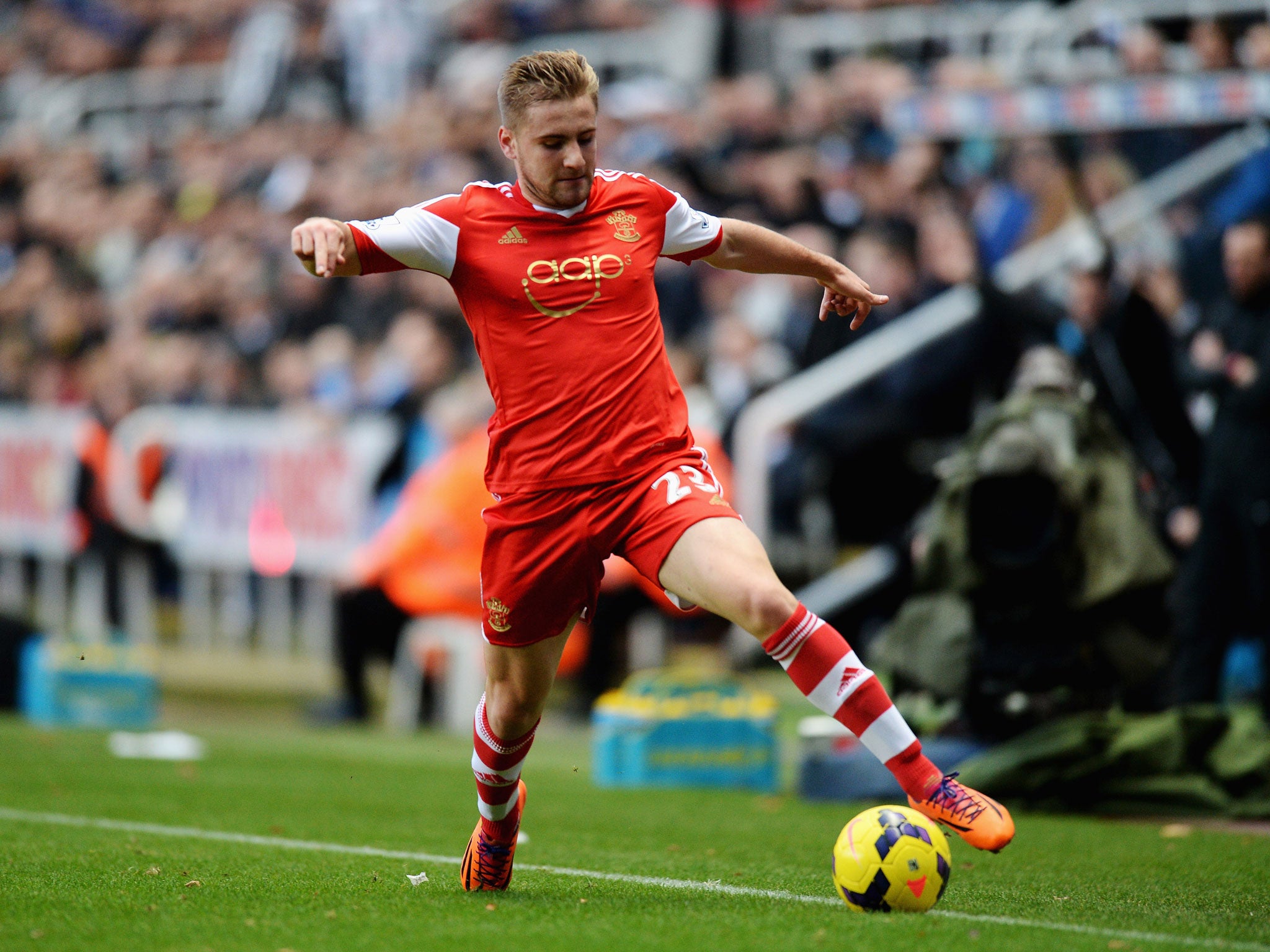 Southampton winger Luke Shaw charges down the wing