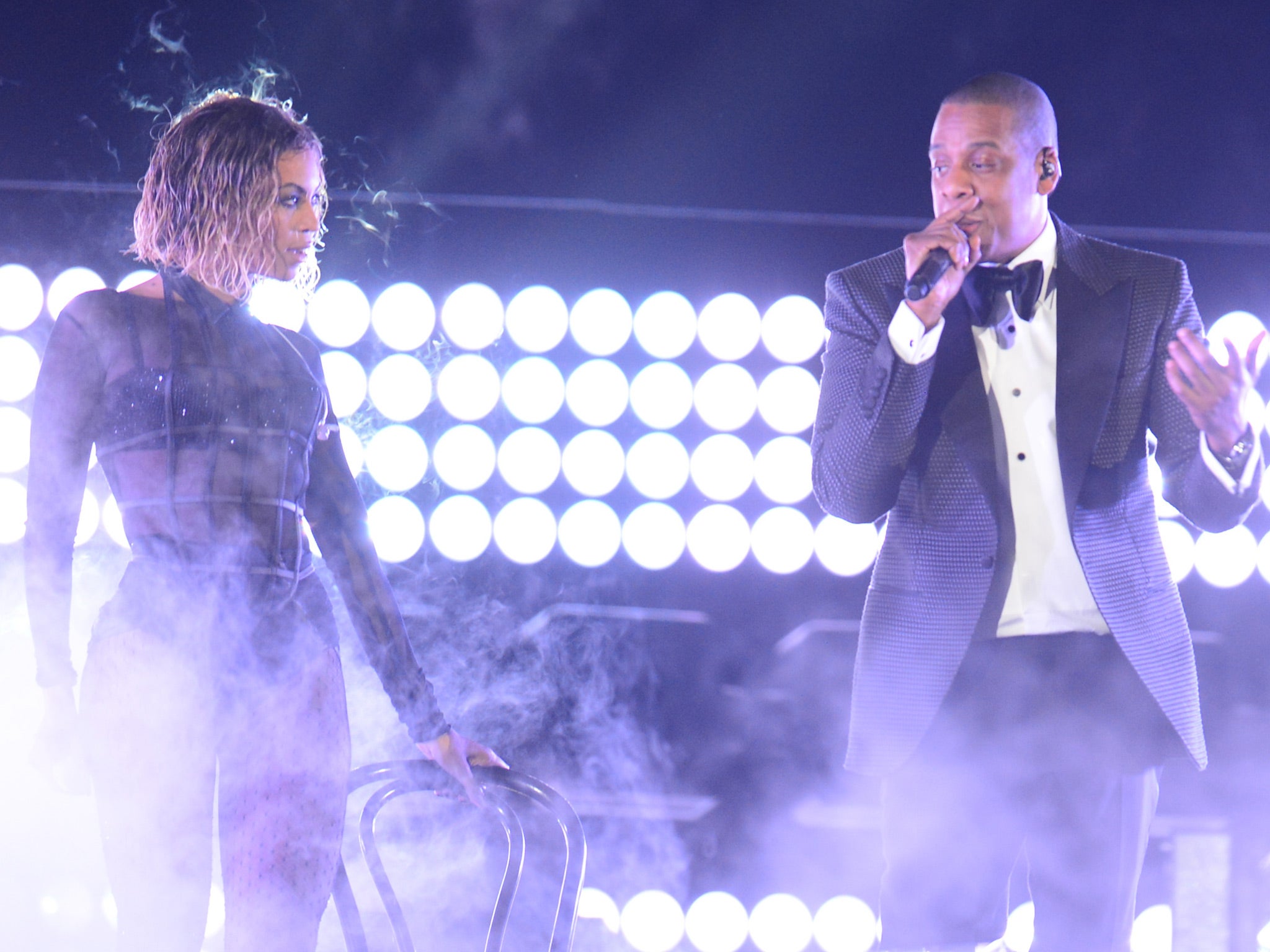 Beyonce and Jay-Z perform at the Grammys