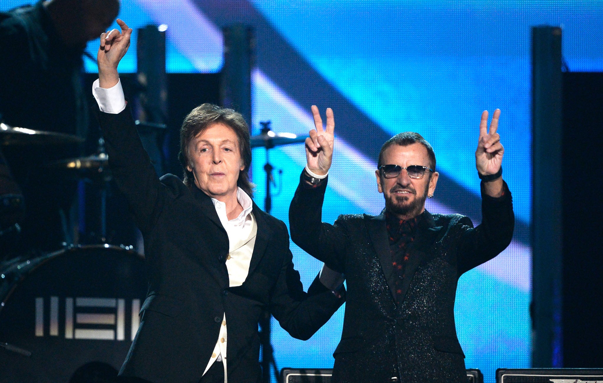 Sir Paul McCartney performs with Ringo Starr