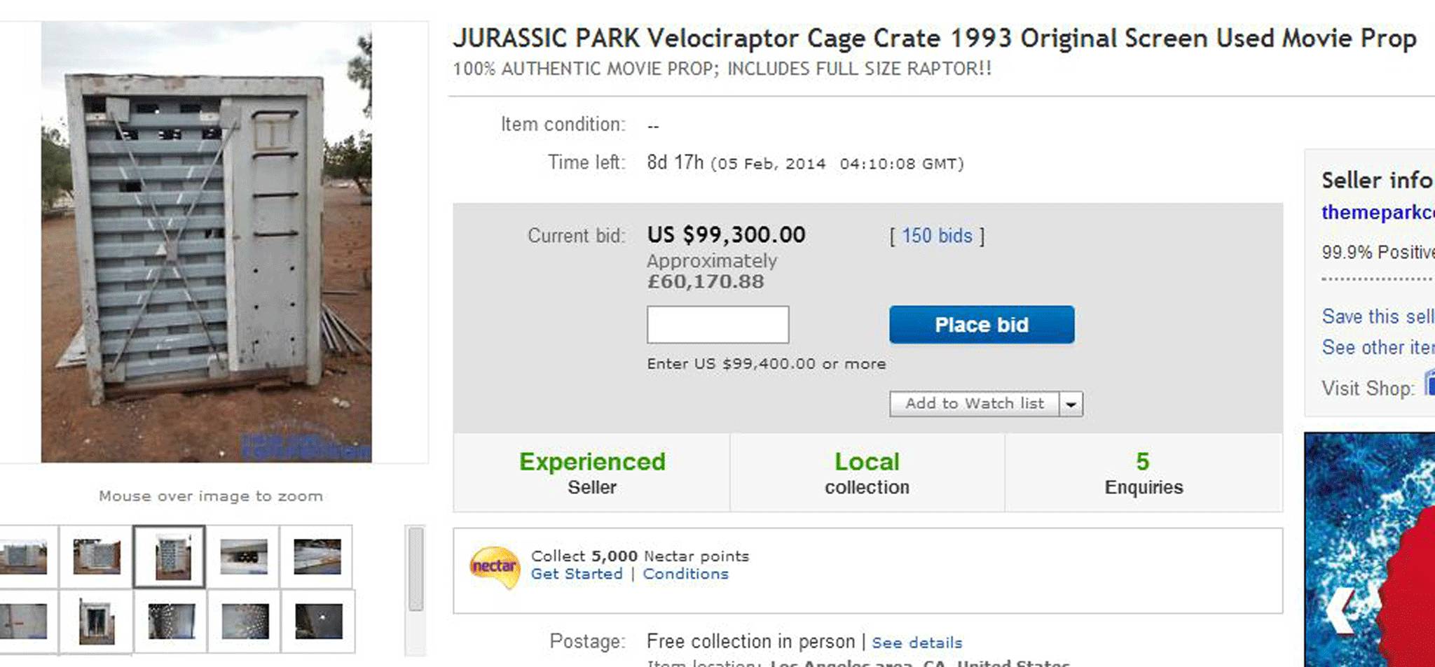 The cage's eBay listing has almost broken 0,000 (Picture: eBay)